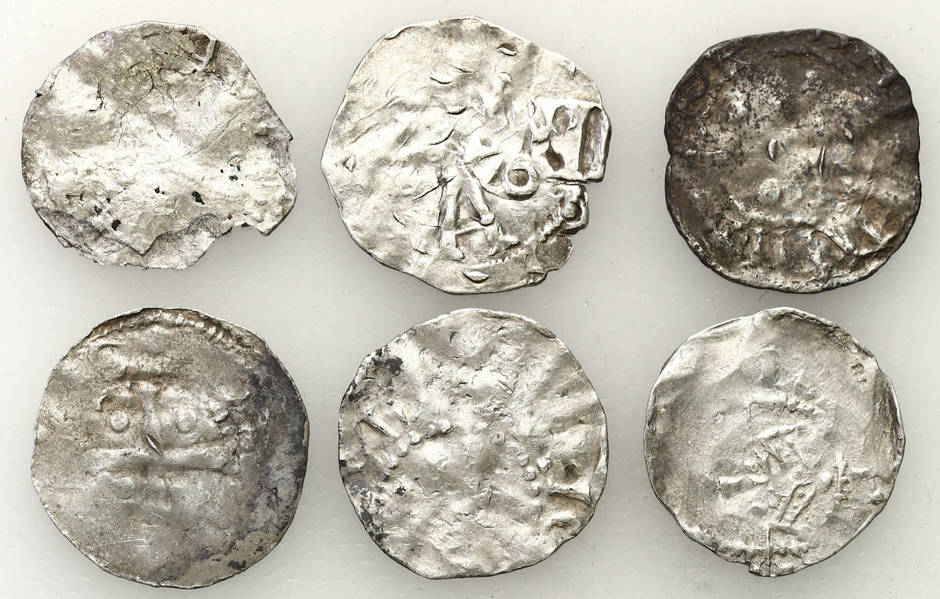 Niemcy, Dolna Lotaryngia - Kolonia, X/XI wiek. Denar typu kolońskiego i ich naśladownictwa, zestaw 6 monet